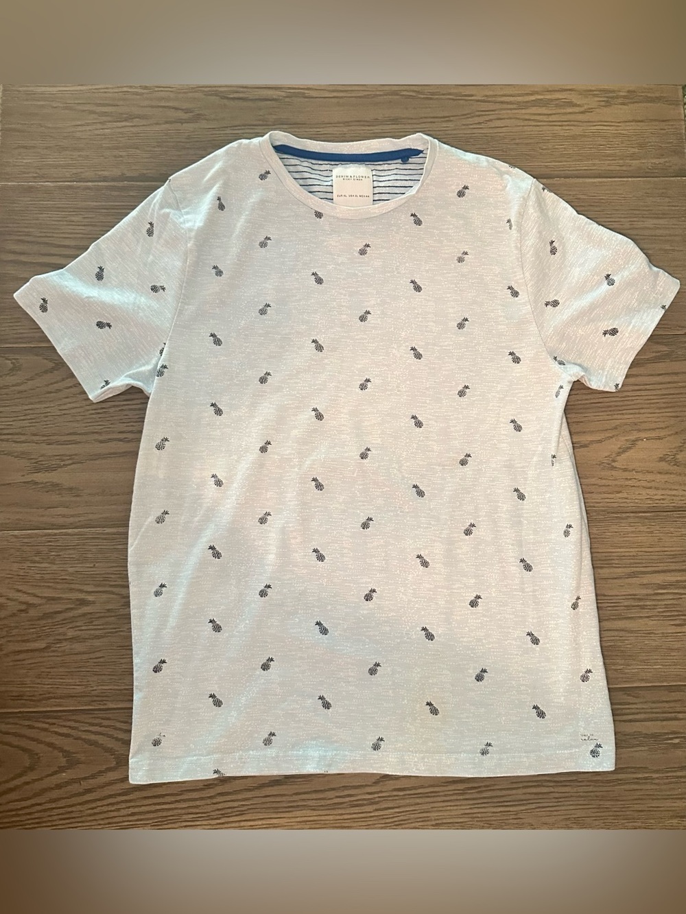 Denim & Flower Light Blue T‑Shirt with Navy Pineapple Print